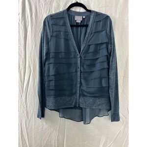 Anthropologie Vanessa Virginia Button-Down Cardigan Top Sheer Back Womens Size M